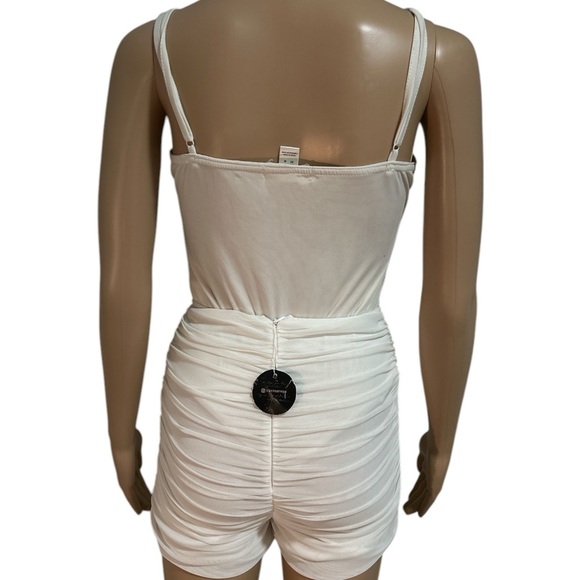 Women's Cream Ruched Bodysuit - Picture 8 of 9